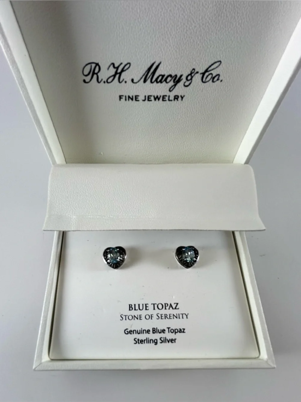 R. H. Macy’s Sterling Silver Blue Topaz Heart Stud Earrings